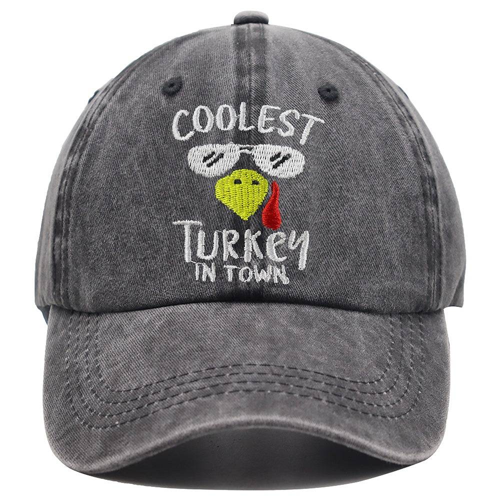 Gobble Turkey Thanksgiving Embroidered Cap - product photo
