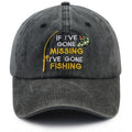 Gone Fishing Embroidered Cap - Black