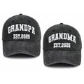 Promoted to Grandma and Grandpa Caps - Set of 2