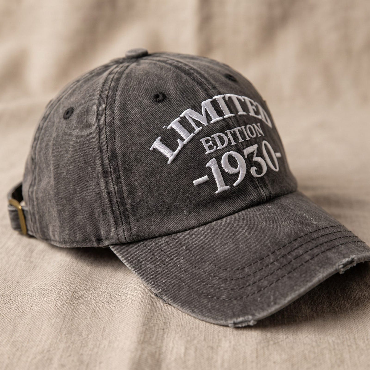 1930 Birth Year Embroidered Cap - Black