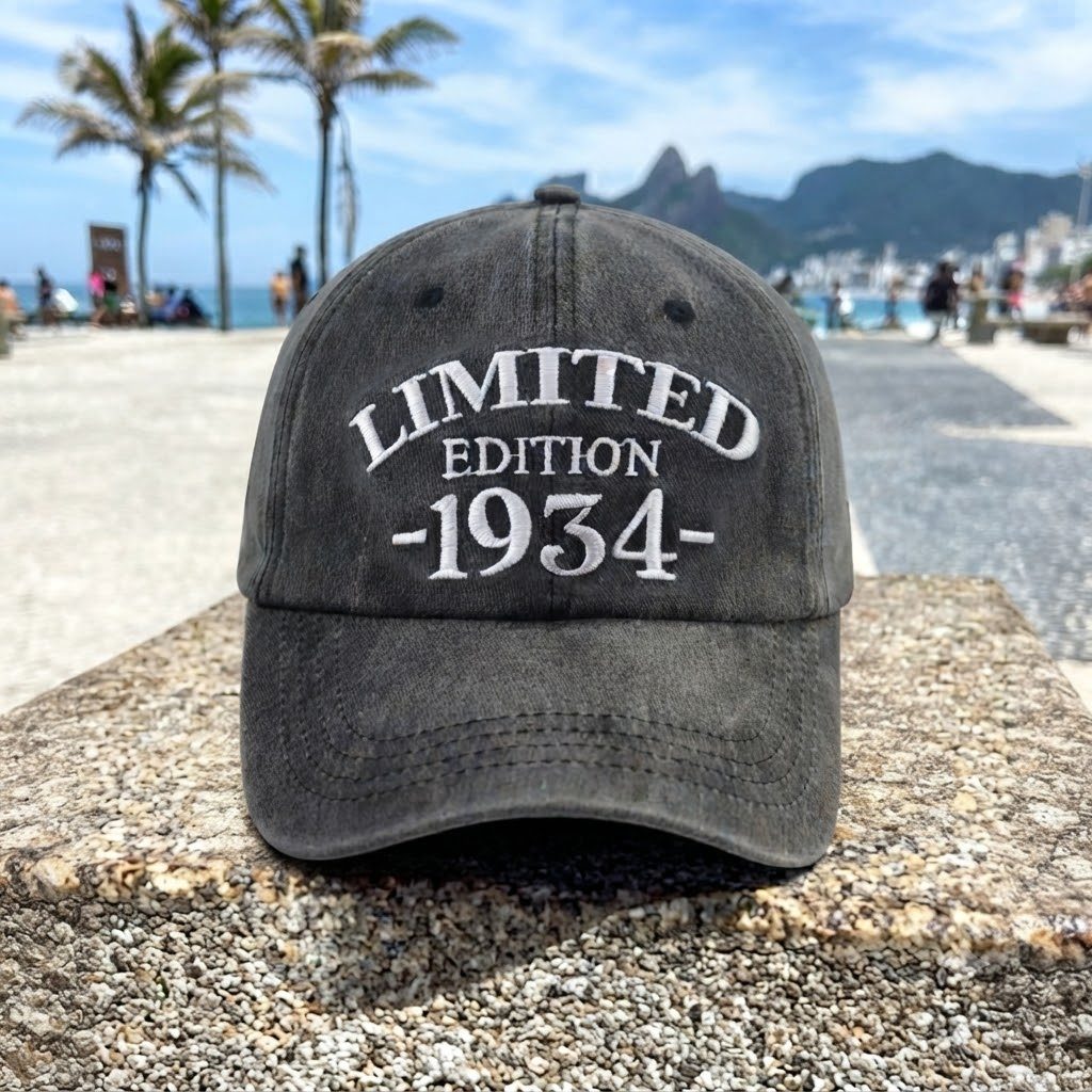 1934 Birth Year Embroidered Cap - Black