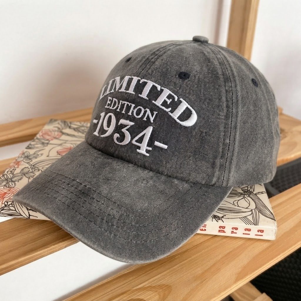 1934 Birth Year Embroidered Cap - Black