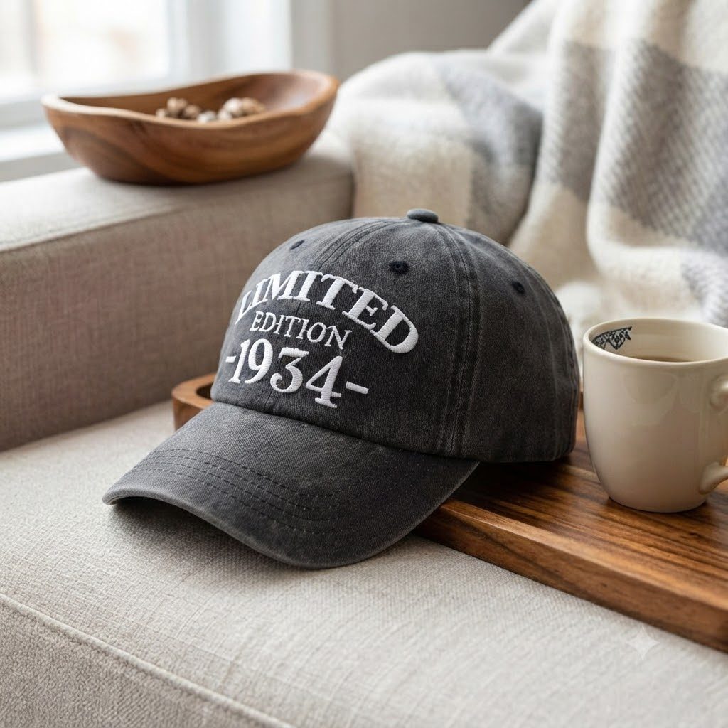 1934 Birth Year Embroidered Cap - Black