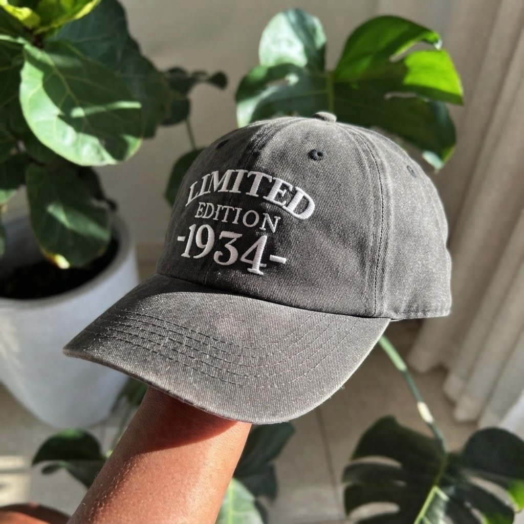 1934 Birth Year Embroidered Cap - Black
