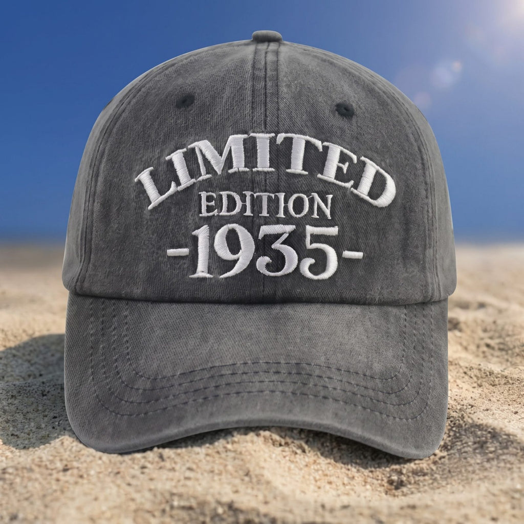 1935 Birth Year Embroidered Cap - Black