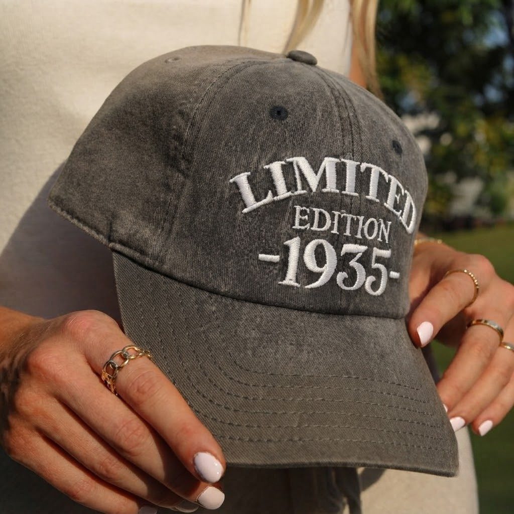 1935 Birth Year Embroidered Cap - Black