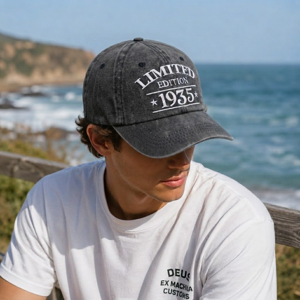 1935 Birth Year Embroidered Cap - Black