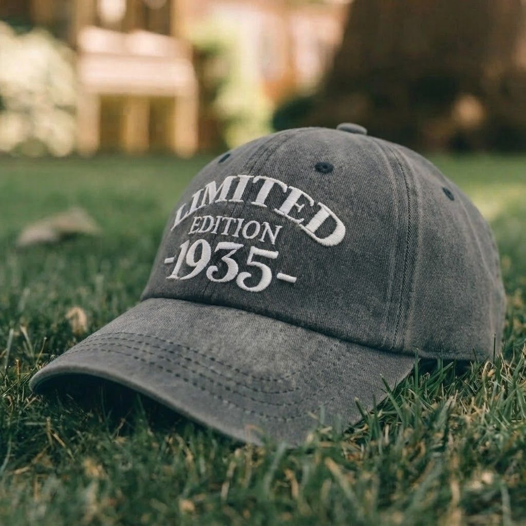 1935 Birth Year Embroidered Cap - Black