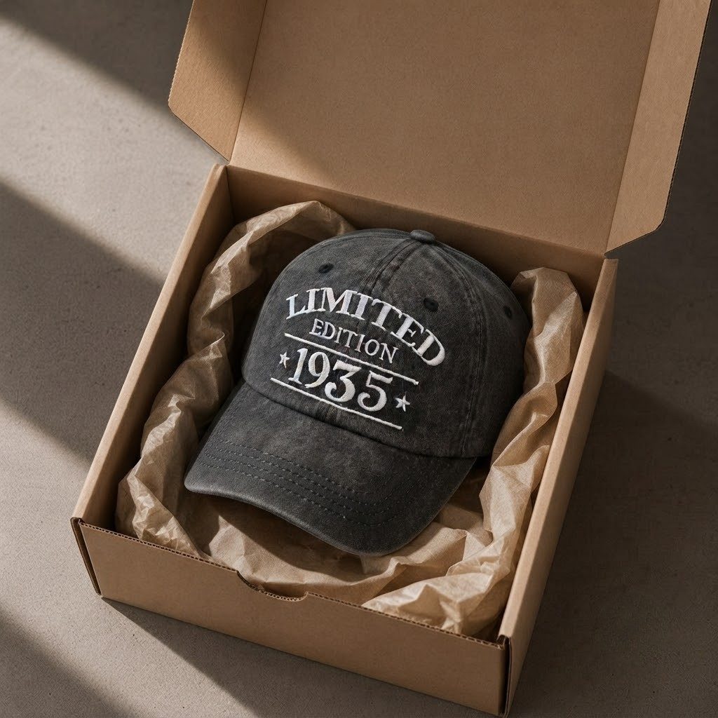 1935 Birth Year Embroidered Cap - Black
