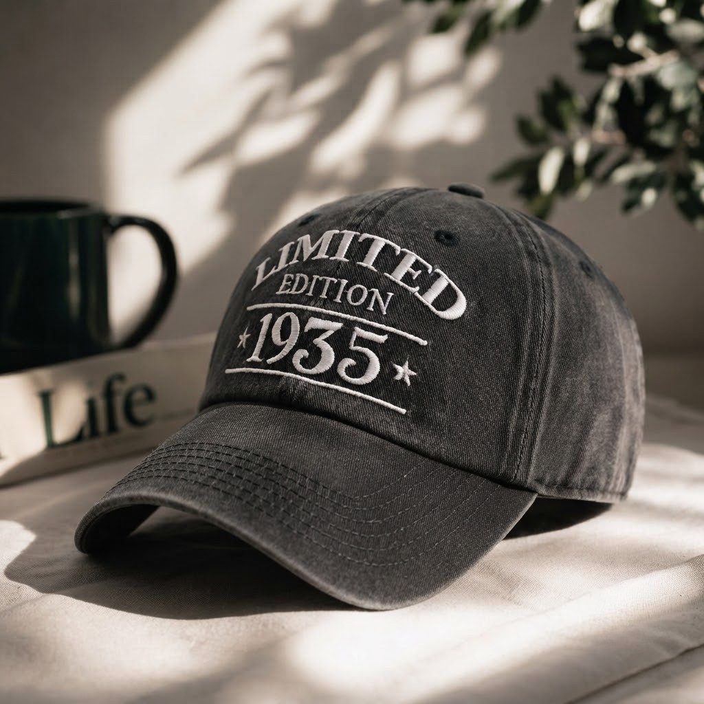 1935 Birth Year Embroidered Cap - Black