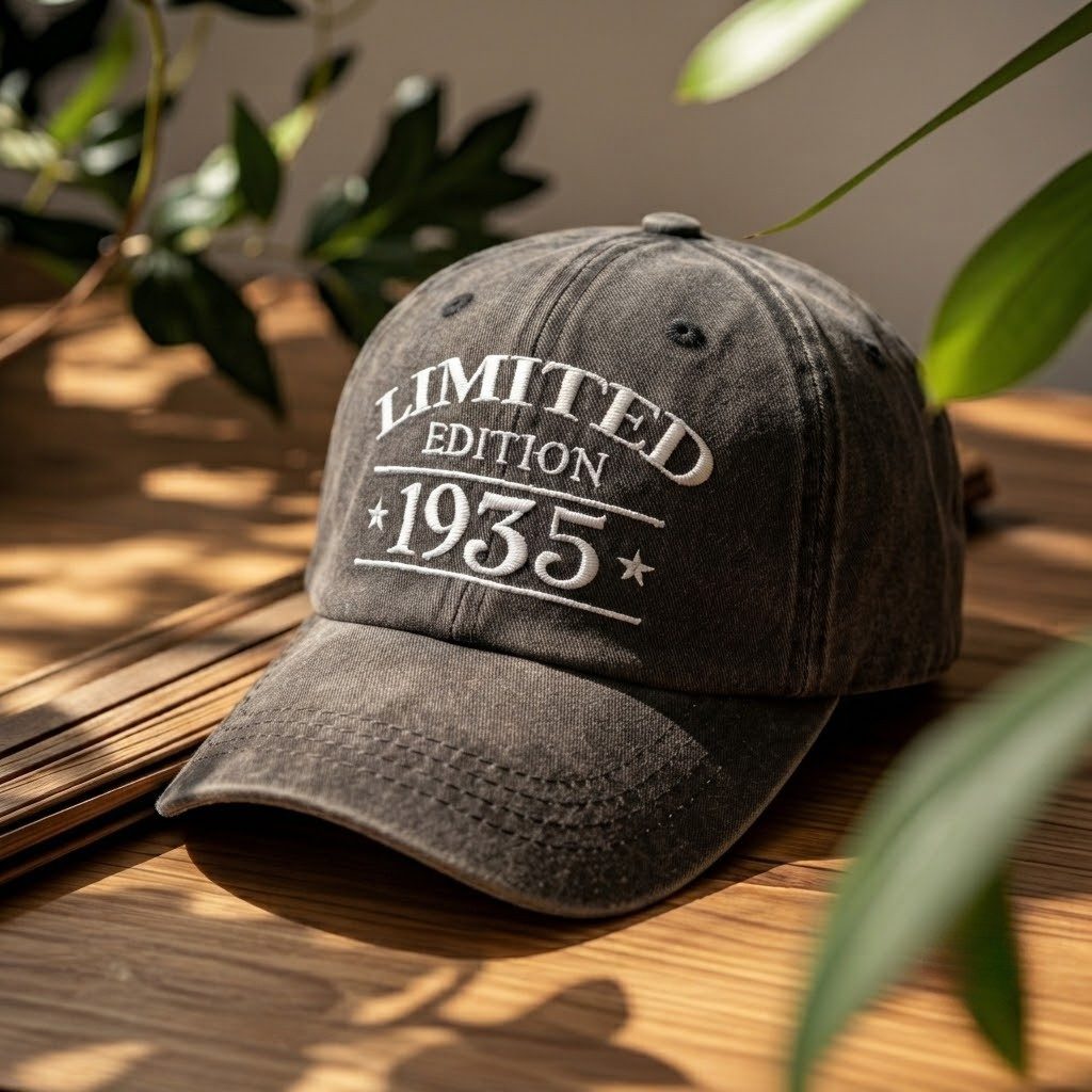 1935 Birth Year Embroidered Cap - Black