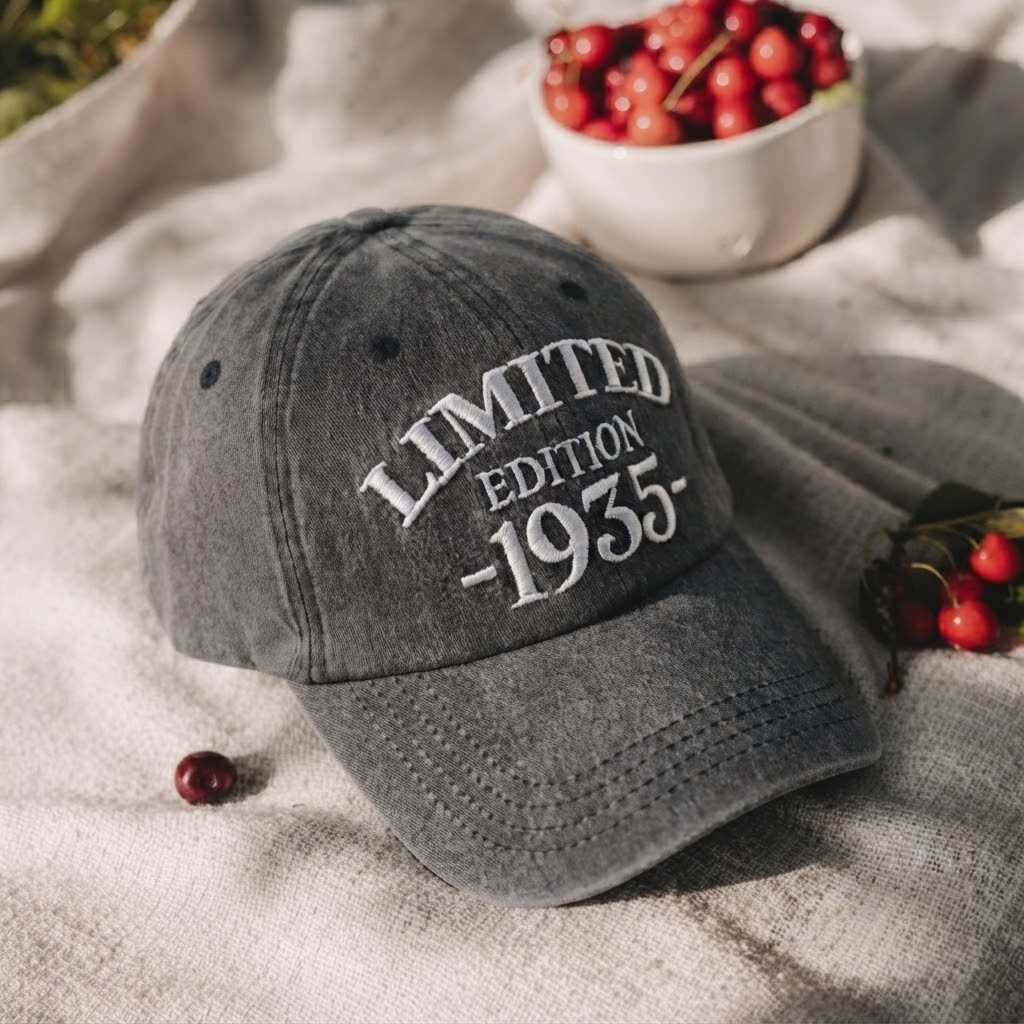 1935 Birth Year Embroidered Cap - Black