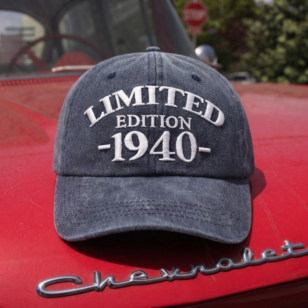 1940 Birth Year Embroidered Cap - Navy