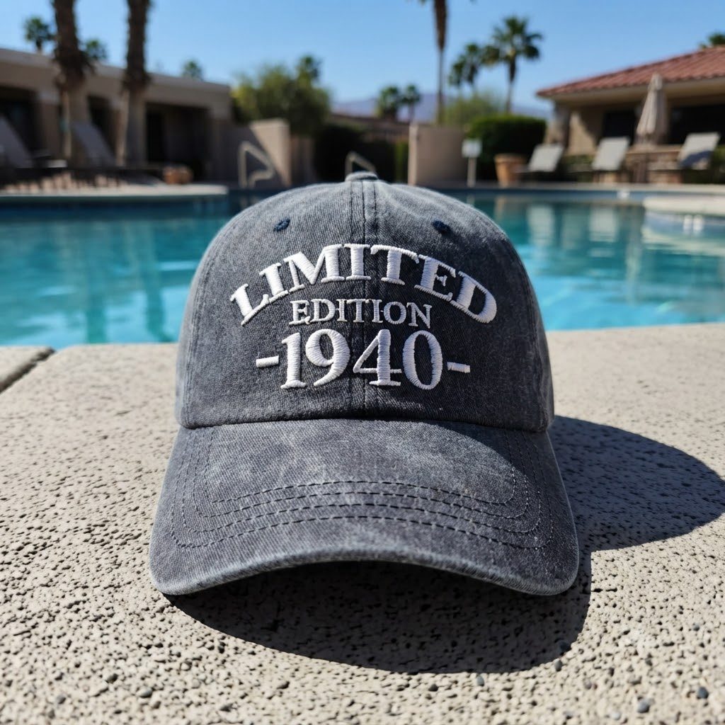 1940 Birth Year Embroidered Cap - Navy