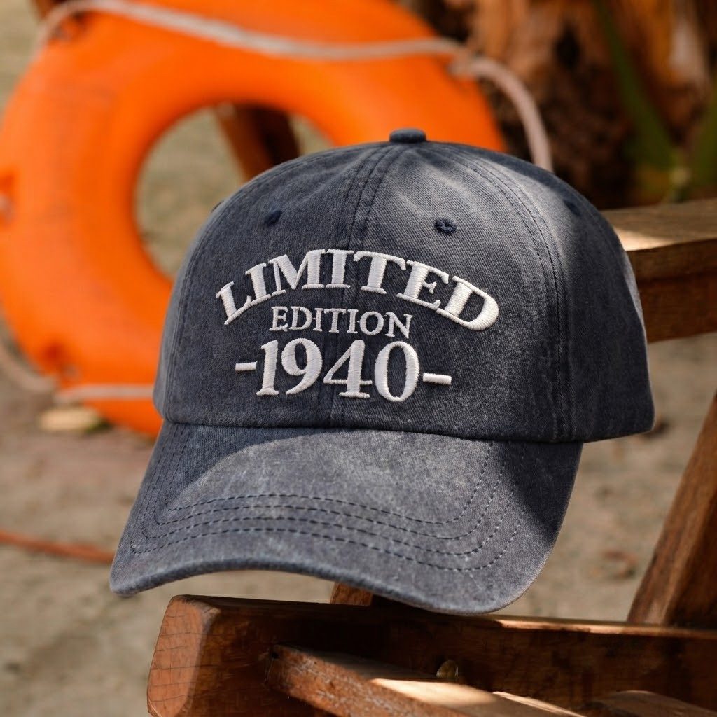1940 Birth Year Embroidered Cap - Navy