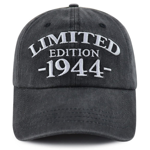 1944 Birth Year Embroidered Cap - Black
