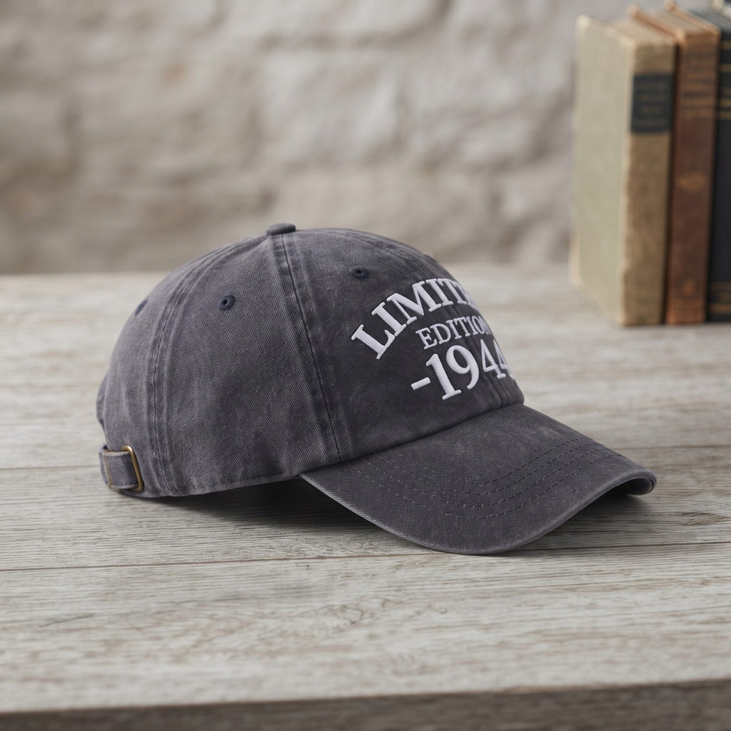 1944 Birth Year Embroidered Cap - Black