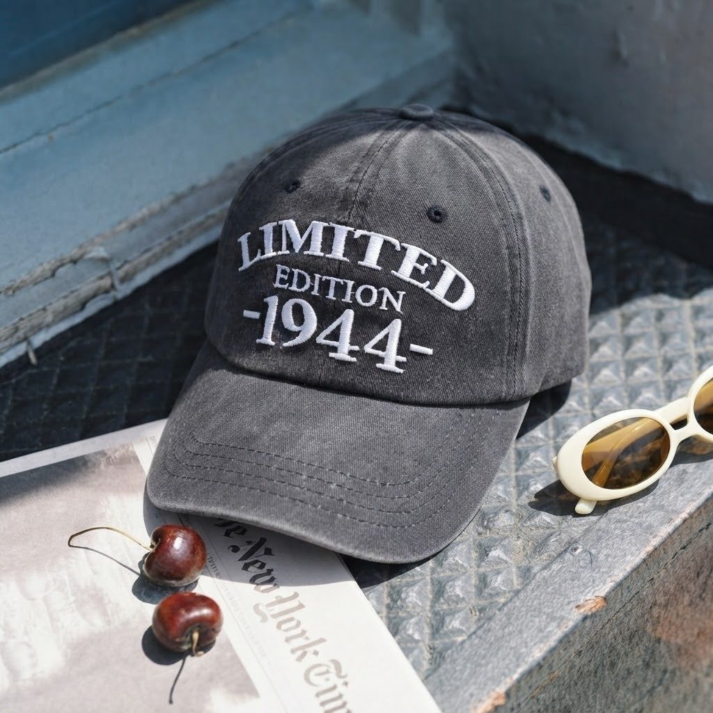 1944 Birth Year Embroidered Cap - Black