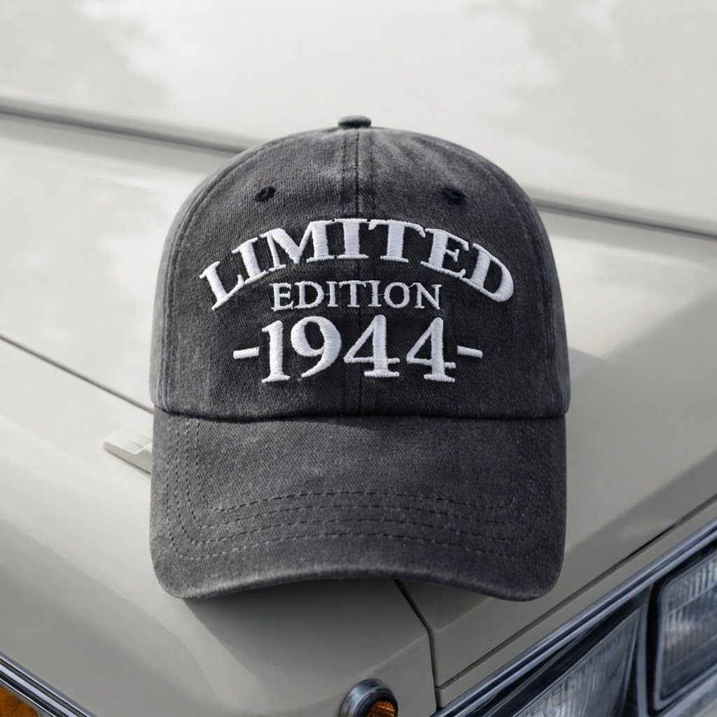 1944 Birth Year Embroidered Cap - Black