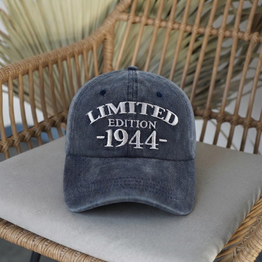 1944 Birth Year Embroidered Cap - Navy
