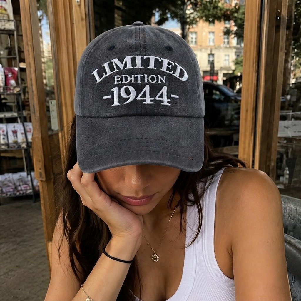1944 Birth Year Embroidered Cap - Navy