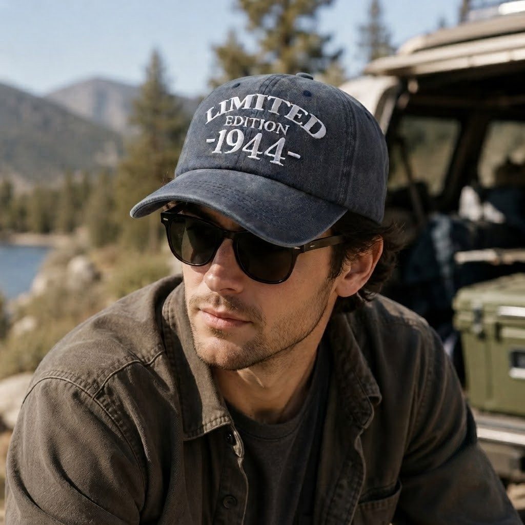 1944 Birth Year Embroidered Cap - Navy