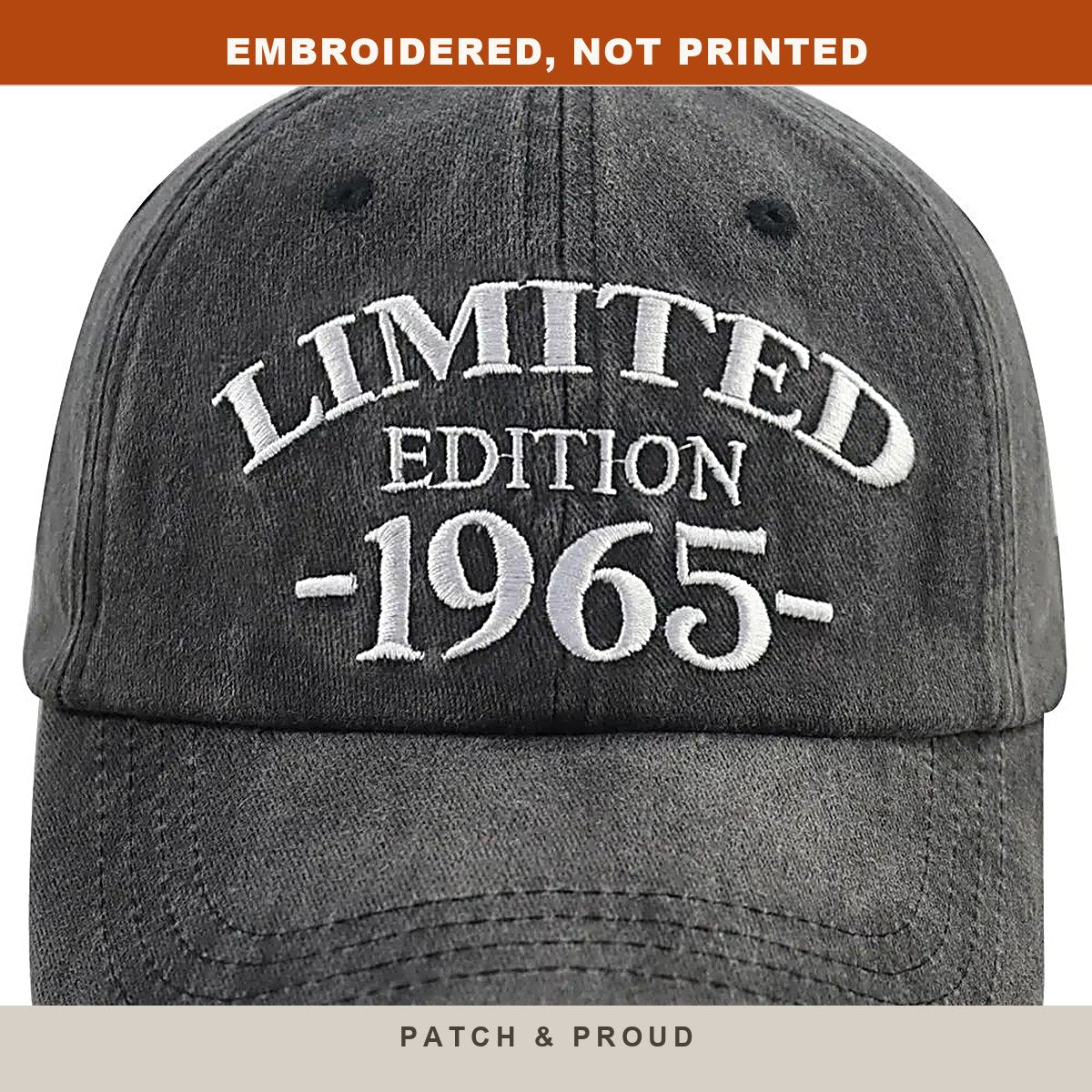 1965 Birth Year Embroidered Cap - Black