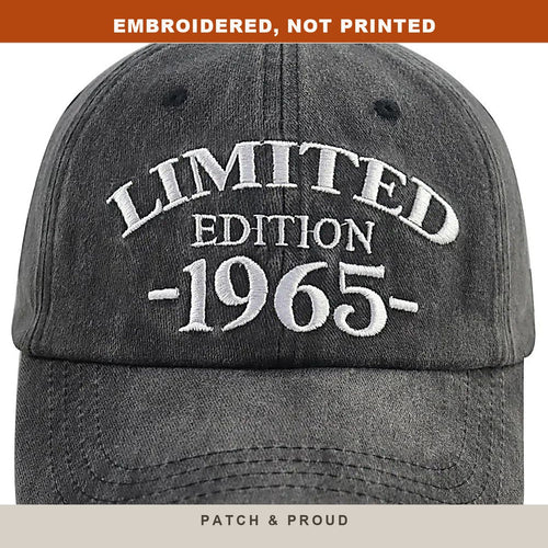 1965 Birth Year Embroidered Cap - Black