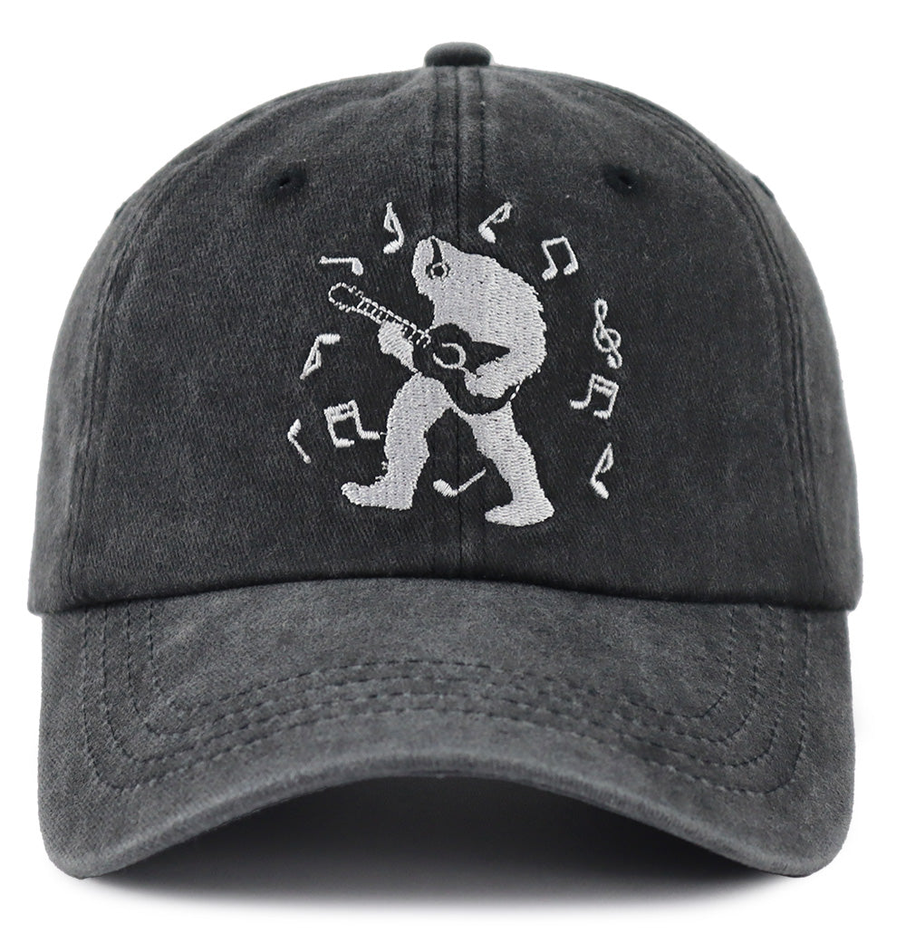 Bigfoot Guitar Embroidered Cap