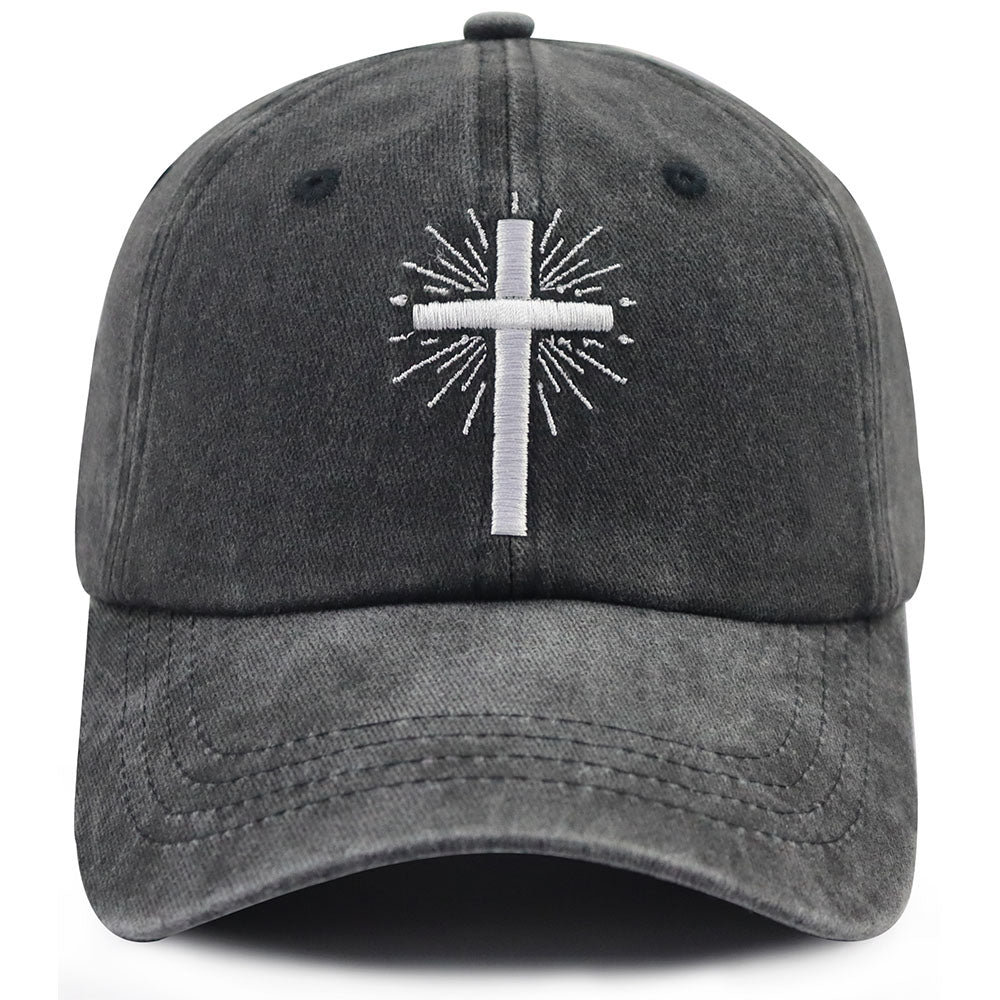 Cross Faith Embroidered Cap - Black