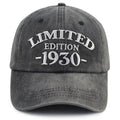 1930 Birth Year Embroidered Cap - Black