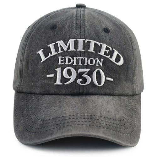 1930 Birth Year Embroidered Cap - Black