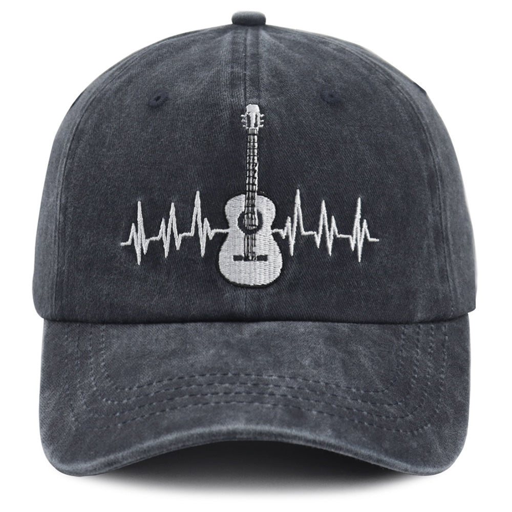 Guitar Embroidered Cap - Black