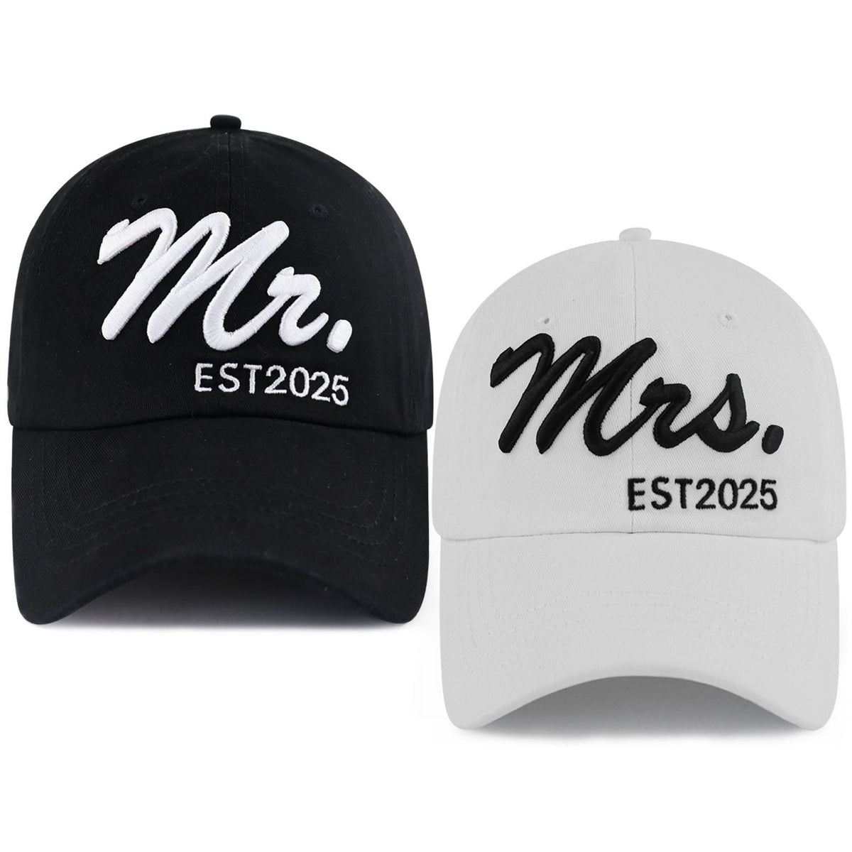 Mr and Mrs 2025 Caps - Set of 2
