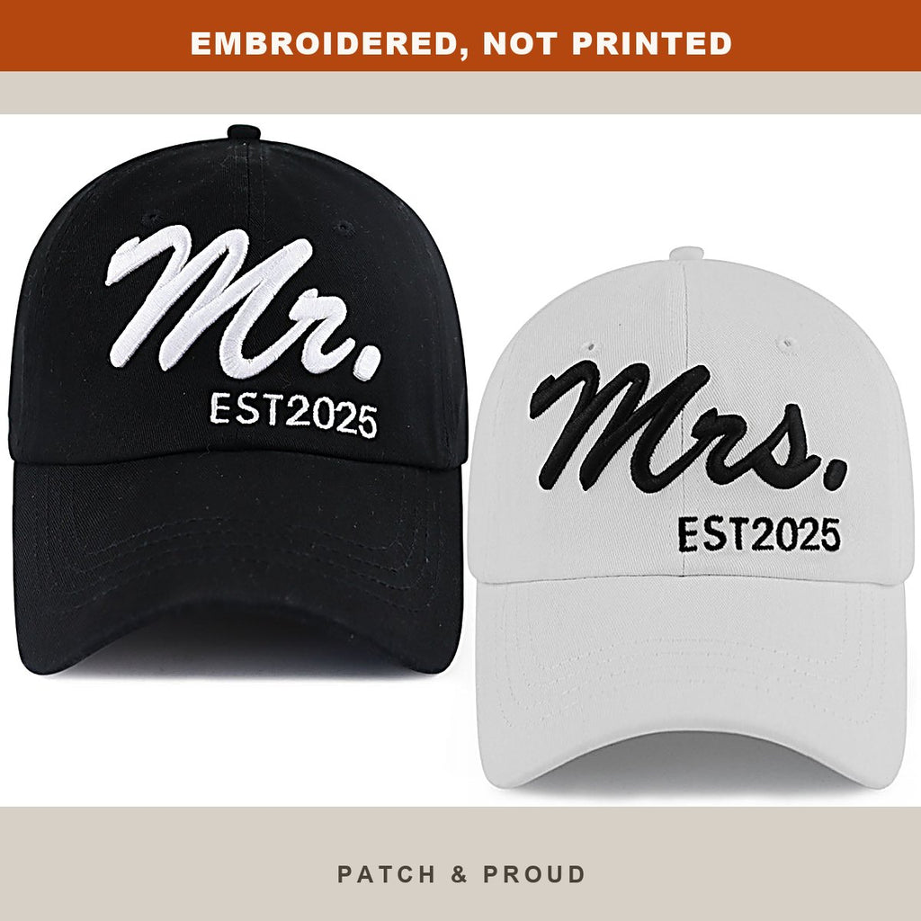 Mr and Mrs 2025 Caps - Set of 2