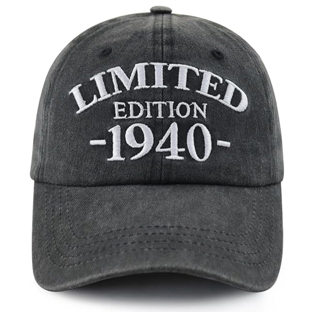 1940 Birth Year Embroidered Cap - Black