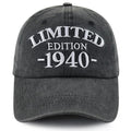 1940 Birth Year Embroidered Cap - Black