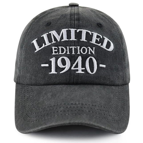 1940 Birth Year Embroidered Cap - Black