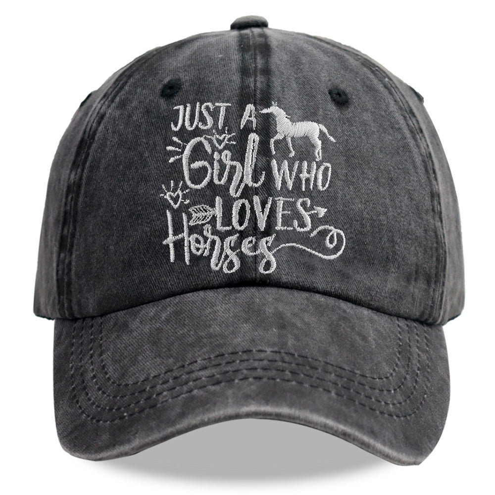 Just A Girl Who Loves Horses Embroidered Cap - product photo