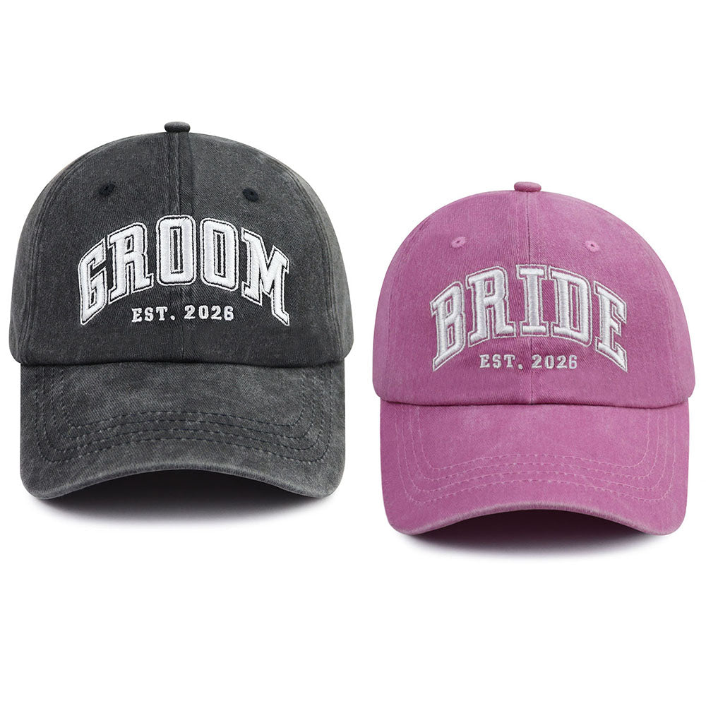 Groom and Bride Wedding Caps - Set of 2