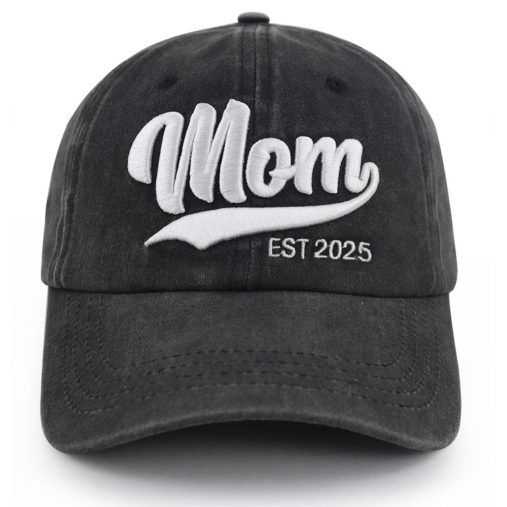 Mom Est. 2025 Vintage Wash Cap - product photo