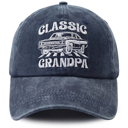 Classic Grandpa Embroidered Cap - Navy
