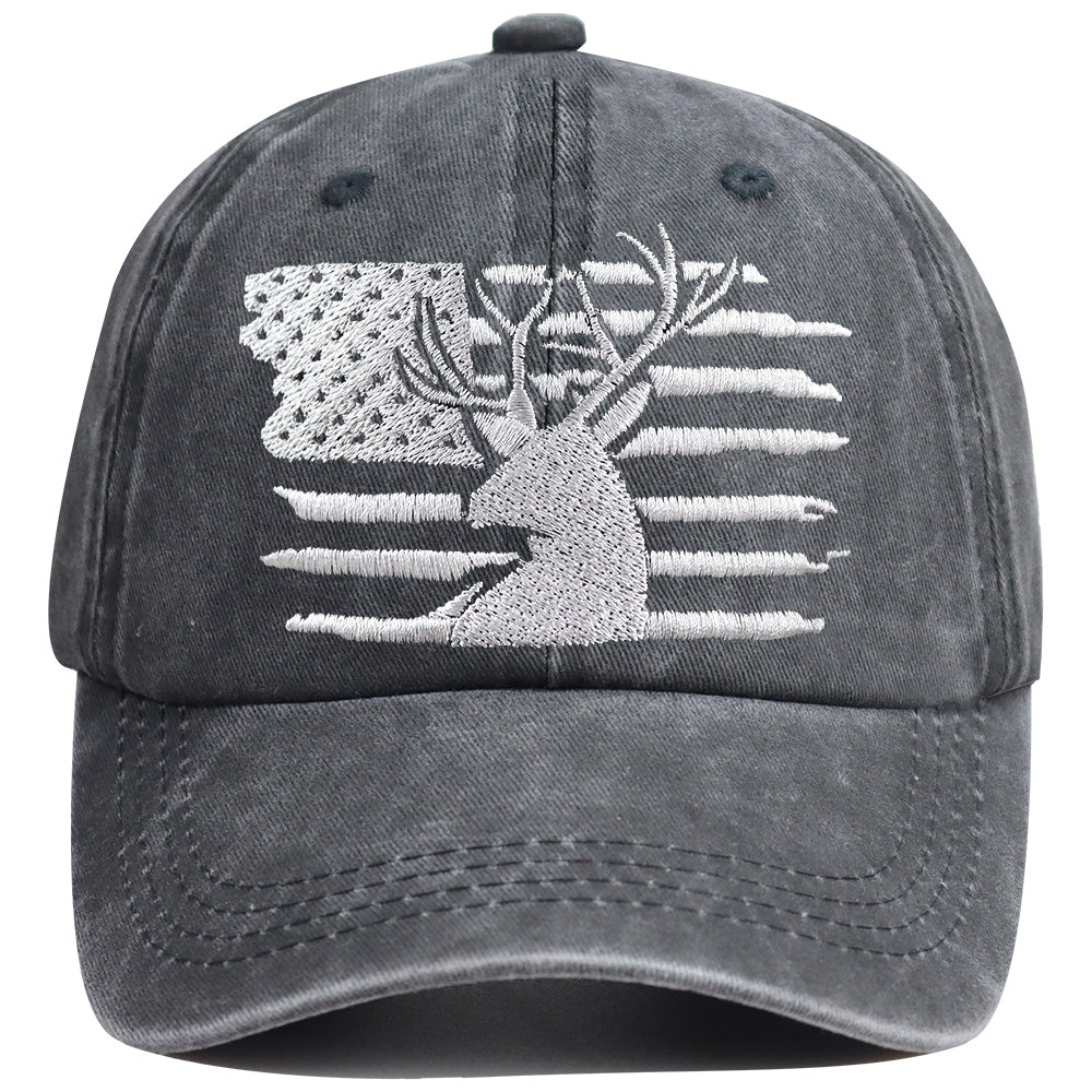 American Flag and Deer Skull Hunting Cap - product photo