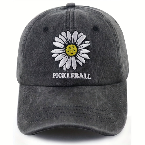 Daisy Pickleball Embroidered Cap - Black - product photo