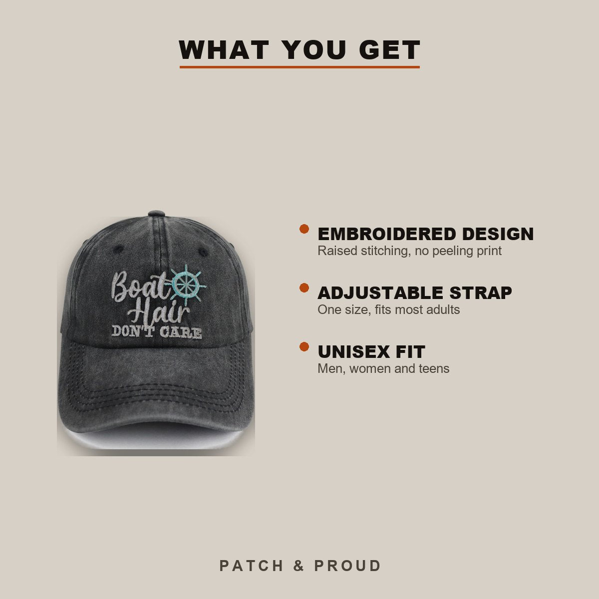 Boat Life Embroidered Cap - Black - features and fit