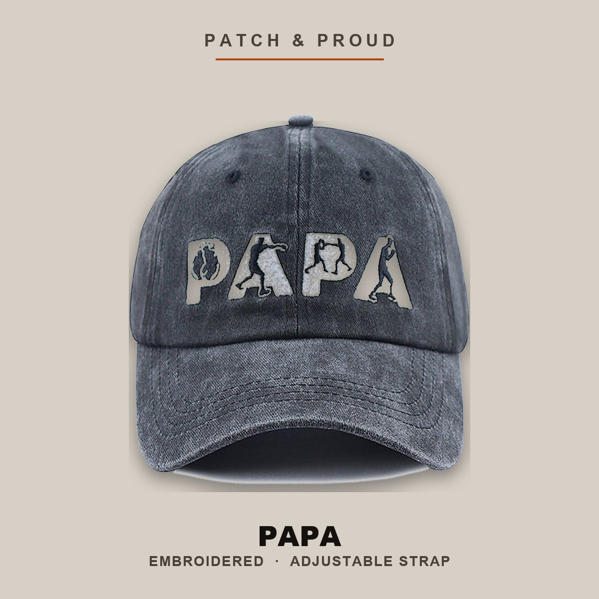 Papa Embroidered Dad Hat - shown on a canvas backdrop