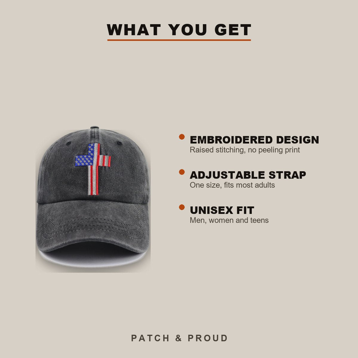 Christian USA Faith Embroidered Cap - features and fit
