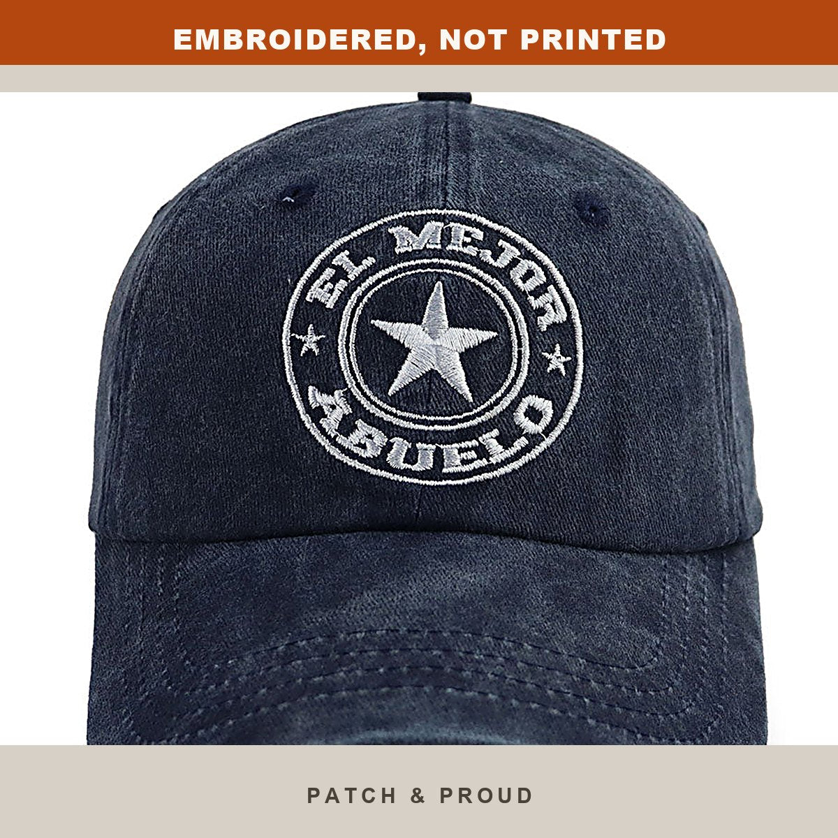 El Mejor Embroidered Cap - Navy - close-up of the front design