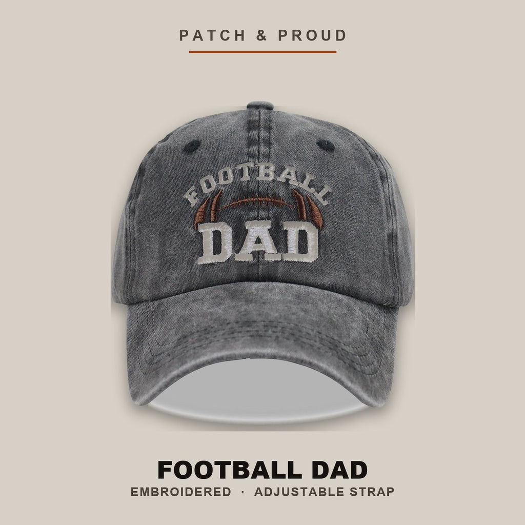 Football Dad Embroidered Cap - shown on a canvas backdrop