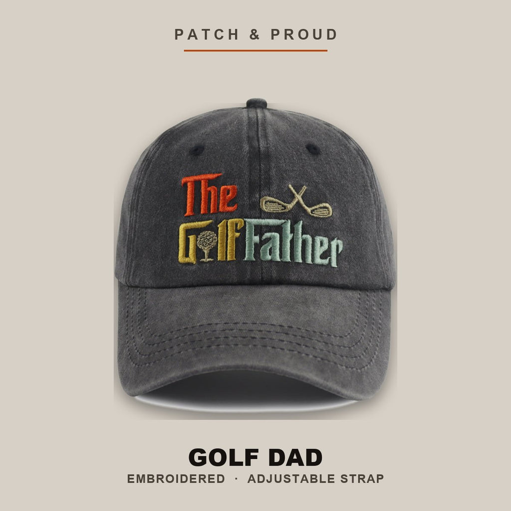 Golf Dad Embroidered Cap - shown on a canvas backdrop